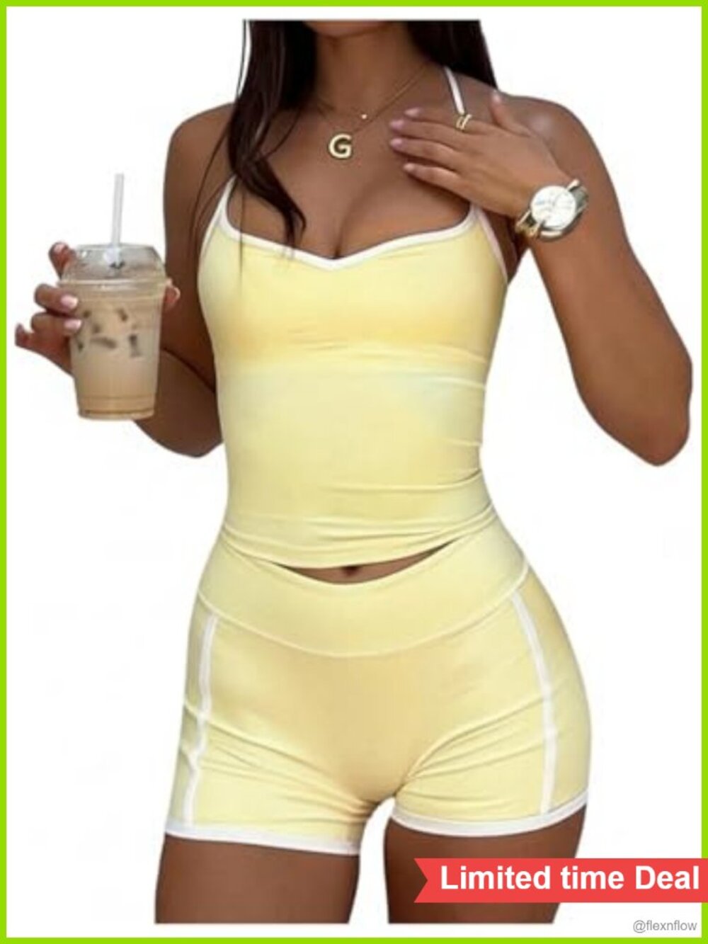 Women's Workout Set: Fitted Sleeveless Crop Top & Micro Shorts